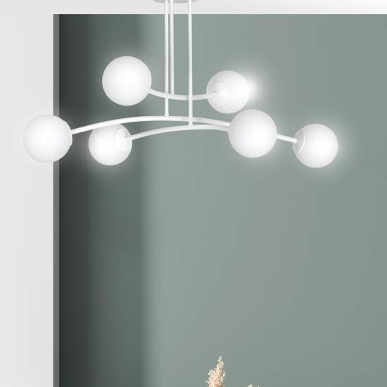 Plafoniera Contemporaneo Krishna Acciaio Bianco 6 Luci E14 Ip20 LA0132-EB-PL6-BI