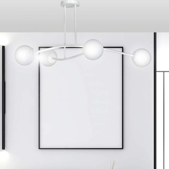 Plafoniera Contemporaneo Krishna Acciaio Bianco 6 Luci E14 Ip20 LA0132-EB-PL6-BI