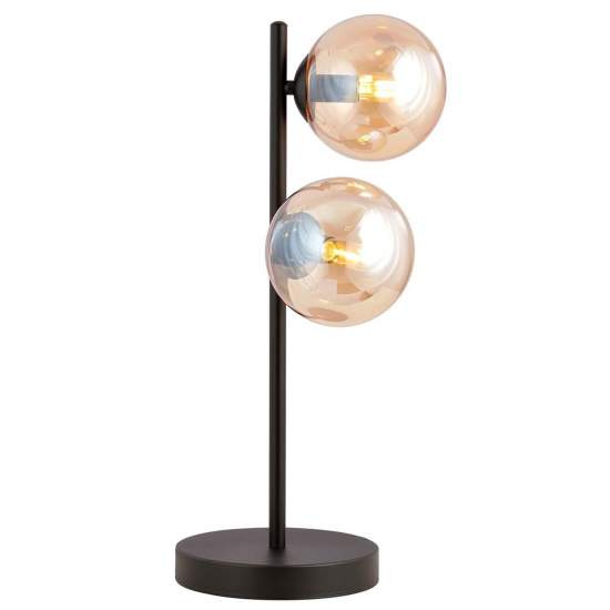 Lampade Da Scrivania Minimal Durga Acciaio Nero Ambra 2 Luci E14 Ip20 LA0135-EB-LT2-NR-AM