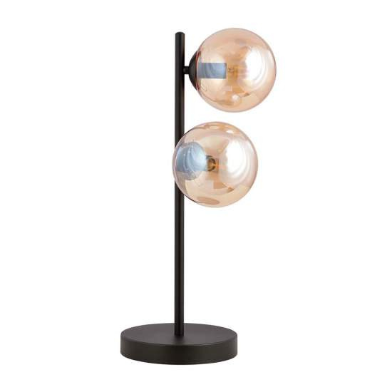 Lampade Da Scrivania Minimal Durga Acciaio Nero Ambra 2 Luci E14 Ip20 LA0135-EB-LT2-NR-AM