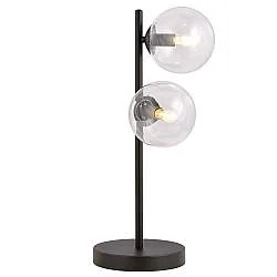 Lampade Da Scrivania Minimal Durga Acciaio Nero Trasparente 2 Luci E14 Ip20