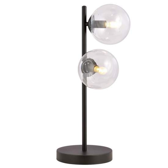 Lampade Da Scrivania Minimal Durga Acciaio Nero Trasparente 2 Luci E14 Ip20 LA0135-EB-LT2-NR-TR