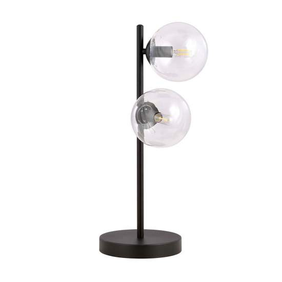 Lampade Da Scrivania Minimal Durga Acciaio Nero Trasparente 2 Luci E14 Ip20 LA0135-EB-LT2-NR-TR