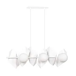 Lampadario Minimal Sharada Acciaio Bianco 6 Luci E14