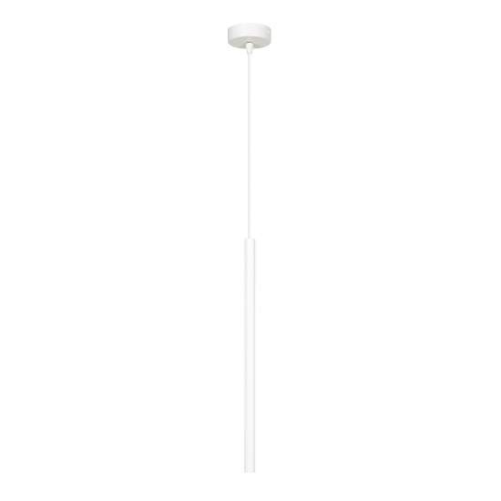 Lampadario 1 Luce Moderno Shu Acciaio Bianco E Paralume A Cilindro Sottile LA0137-EB-1-BI