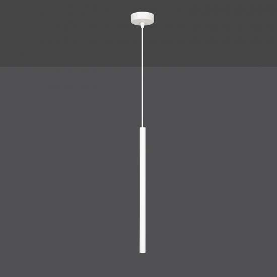 Lampadario 1 Luce Moderno Shu Acciaio Bianco E Paralume A Cilindro Sottile LA0137-EB-1-BI