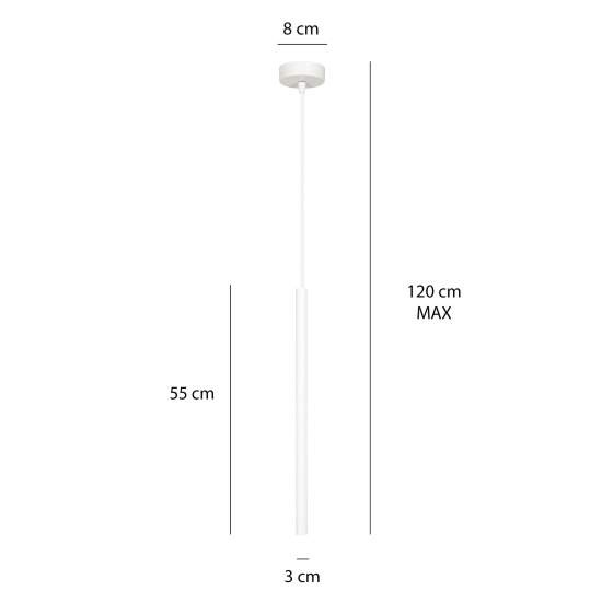Lampadario 1 Luce Moderno Shu Acciaio Bianco E Paralume A Cilindro Sottile LA0137-EB-1-BI