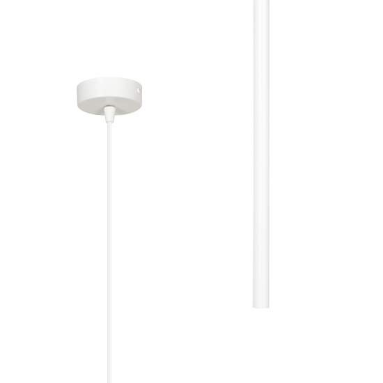 Lampadario 1 Luce Moderno Shu Acciaio Bianco E Paralume A Cilindro Sottile LA0137-EB-1-BI