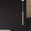 Lampadario 1 Luce Moderno Shu Acciaio Bianco E Paralume A Cilindro Sottile LA0137-EB-1-BI