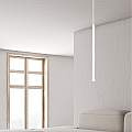 Lampadario 1 Luce Moderno Shu Acciaio Bianco E Paralume A Cilindro Sottile LA0137-EB-1-BI
