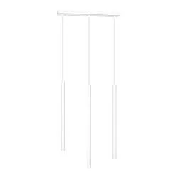 Lampadario 3 Luci Moderno Tsukiyomi Acciaio Bianco E Paralumi A Cilindri Sottili