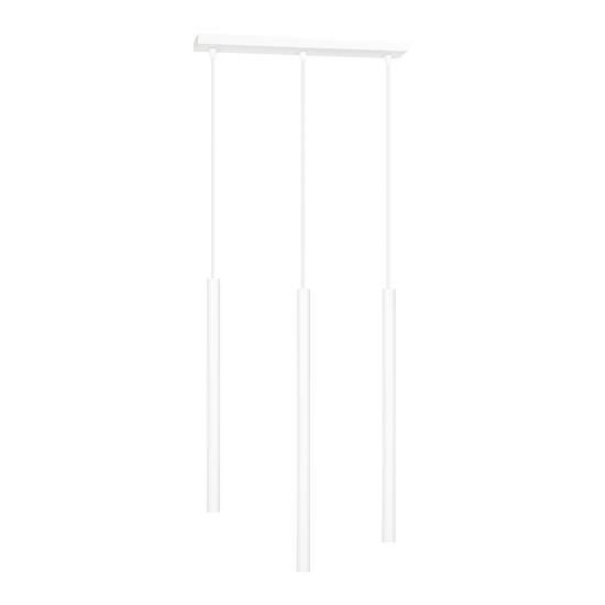Lampadario 3 Luci Moderno Shu Acciaio Bianco E Paralumi A Cilindri Sottili LA0137-EB-3-BI