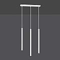 Lampadario 3 Luci Moderno Shu Acciaio Bianco E Paralumi A Cilindri Sottili LA0137-EB-3-BI
