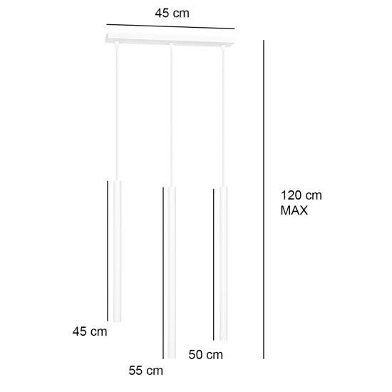 Lampadario 3 Luci Moderno Shu Acciaio Bianco E Paralumi A Cilindri Sottili LA0137-EB-3-BI