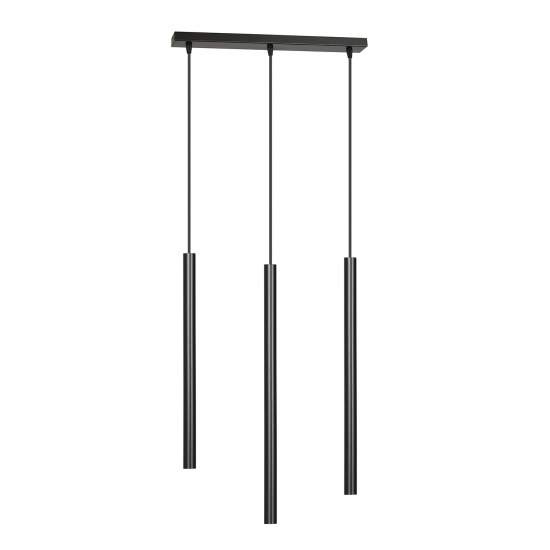 Lampadario 3 Luci Moderno Shu Acciaio Nero E Paralumi A Cilindri Sottili LA0137-EB-3-NR