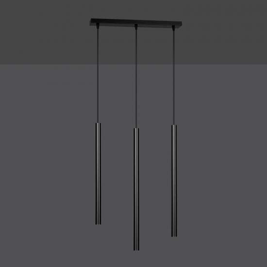 Lampadario 3 Luci Moderno Shu Acciaio Nero E Paralumi A Cilindri Sottili LA0137-EB-3-NR