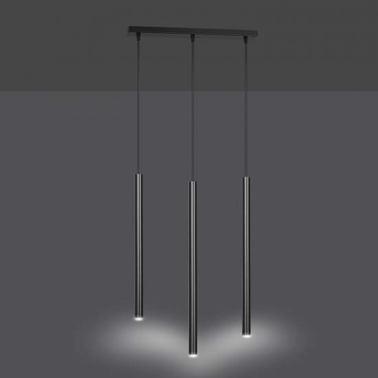 Lampadario 3 Luci Moderno Shu Acciaio Nero E Paralumi A Cilindri Sottili LA0137-EB-3-NR