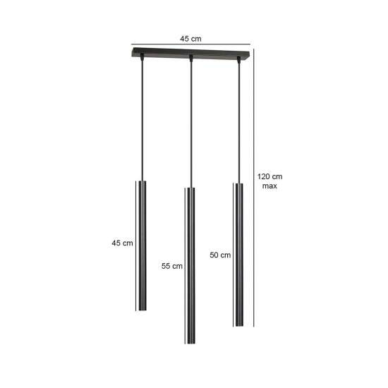 Lampadario 3 Luci Moderno Shu Acciaio Nero E Paralumi A Cilindri Sottili LA0137-EB-3-NR