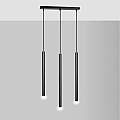 Lampadario 3 Luci Moderno Shu Acciaio Nero E Paralumi A Cilindri Sottili LA0137-EB-3-NR