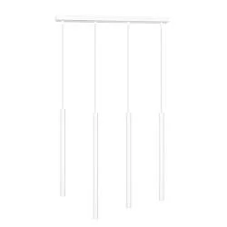 Lampadario 4 Luci Moderno Tsukiyomi Acciaio Bianco E Paralumi A Cilindri Sottili