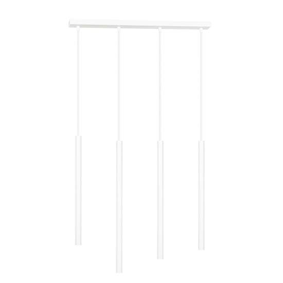 Lampadario 4 Luci Moderno Shu Acciaio Bianco E Paralumi A Cilindri Sottili LA0137-EB-4-BI