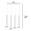 Lampadario 4 Luci Moderno Shu Acciaio Bianco E Paralumi A Cilindri Sottili LA0137-EB-4-BI