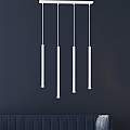 Lampadario 4 Luci Moderno Shu Acciaio Bianco E Paralumi A Cilindri Sottili LA0137-EB-4-BI