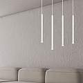 Lampadario 4 Luci Moderno Shu Acciaio Bianco E Paralumi A Cilindri Sottili LA0137-EB-4-BI