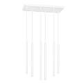 Lampadario 6 Luci Moderno Shu Acciaio Bianco E Paralumi A Cilindri Sottili LA0137-EB-6-BI