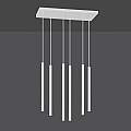 Lampadario 6 Luci Moderno Shu Acciaio Bianco E Paralumi A Cilindri Sottili LA0137-EB-6-BI