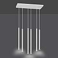 Lampadario 6 Luci Moderno Shu Acciaio Bianco E Paralumi A Cilindri Sottili LA0137-EB-6-BI
