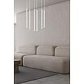 Lampadario 6 Luci Moderno Shu Acciaio Bianco E Paralumi A Cilindri Sottili LA0137-EB-6-BI