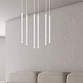 Lampadario 6 Luci Moderno Shu Acciaio Bianco E Paralumi A Cilindri Sottili LA0137-EB-6-BI