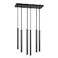 Lampadario 6 Luci Moderno Shu Acciaio Nero E Paralumi A Cilindri Sottili LA0137-EB-6-NR