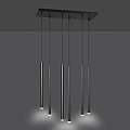 Lampadario 6 Luci Moderno Shu Acciaio Nero E Paralumi A Cilindri Sottili LA0137-EB-6-NR