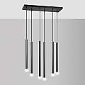 Lampadario 6 Luci Moderno Shu Acciaio Nero E Paralumi A Cilindri Sottili LA0137-EB-6-NR