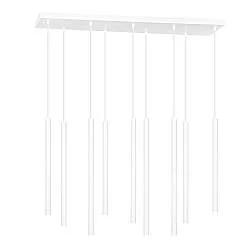 Lampadario 9 Luci Moderno Tsukiyomi Acciaio Bianco E Paralumi A Cilindri Sottili