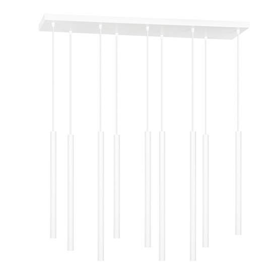 Lampadario 9 Luci Moderno Shu Acciaio Bianco E Paralumi A Cilindri Sottili LA0137-EB-9-BI
