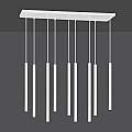 Lampadario 9 Luci Moderno Shu Acciaio Bianco E Paralumi A Cilindri Sottili LA0137-EB-9-BI