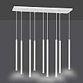 Lampadario 9 Luci Moderno Shu Acciaio Bianco E Paralumi A Cilindri Sottili LA0137-EB-9-BI