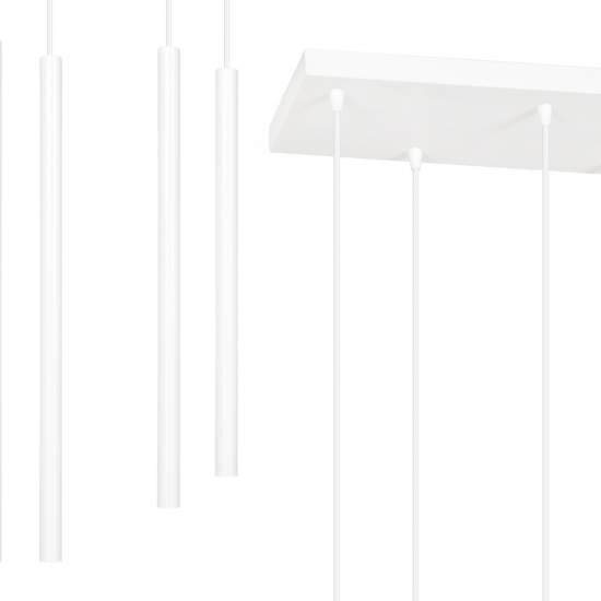 Lampadario 9 Luci Moderno Shu Acciaio Bianco E Paralumi A Cilindri Sottili LA0137-EB-9-BI