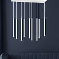 Lampadario 9 Luci Moderno Shu Acciaio Bianco E Paralumi A Cilindri Sottili LA0137-EB-9-BI
