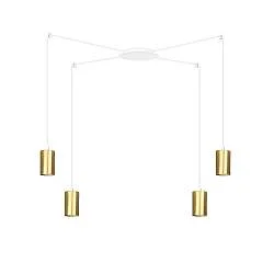 Sospensione A Ragno Acciaio Bianco E Oro 4 Luci Tracker Con Cavo 3 Metri