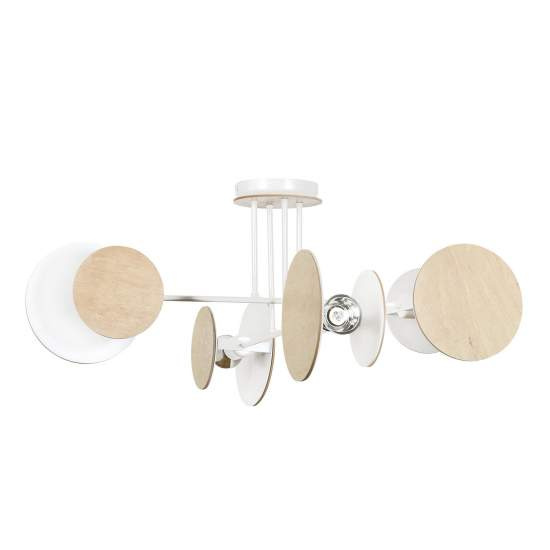 Plafoniera Moderna Amaterasu Acciaio Bianco 4 Luci E27 Ip20 LA0140-EB-PL4-BI