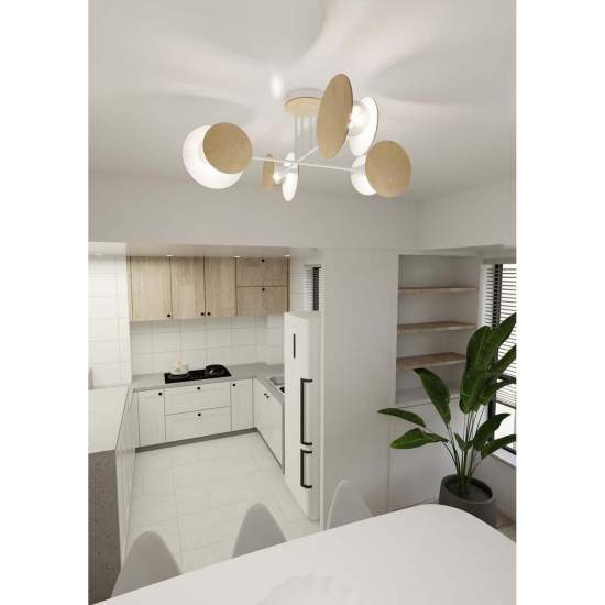 Plafoniera Moderna Amaterasu Acciaio Bianco 4 Luci E27 Ip20 LA0140-EB-PL4-BI