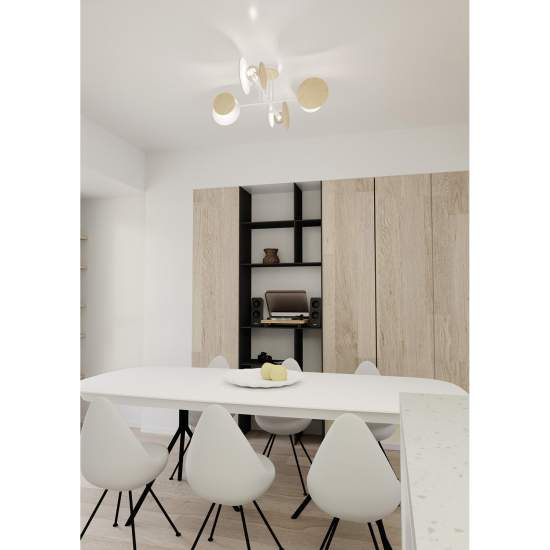 Plafoniera Moderna Amaterasu Acciaio Bianco 4 Luci E27 Ip20 LA0140-EB-PL4-BI