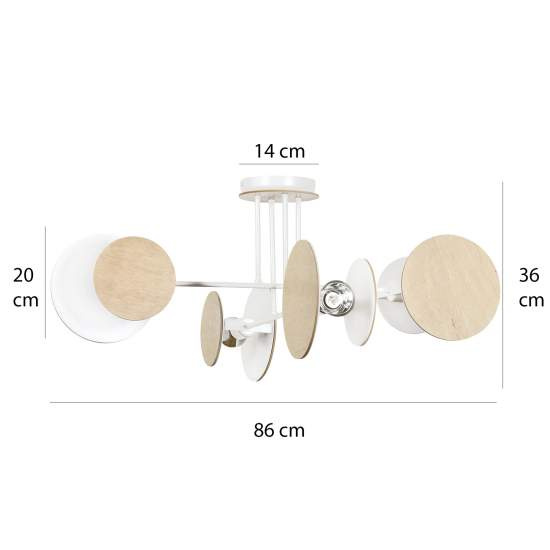 Plafoniera Moderna Amaterasu Acciaio Bianco 4 Luci E27 Ip20 LA0140-EB-PL4-BI