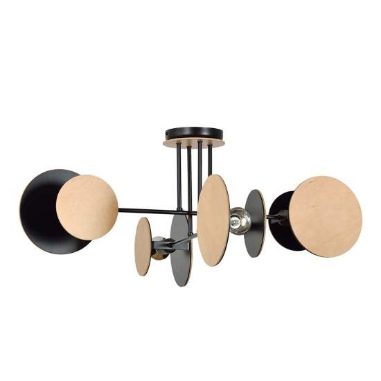 Plafoniera Moderna Amaterasu Acciaio Nero 4 Luci E27 Ip20 LA0140-EB-PL4-NR