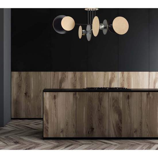 Plafoniera Moderna Amaterasu Acciaio Nero 4 Luci E27 Ip20 LA0140-EB-PL4-NR