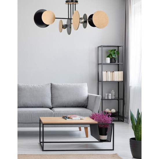 Plafoniera Moderna Amaterasu Acciaio Nero 4 Luci E27 Ip20 LA0140-EB-PL4-NR